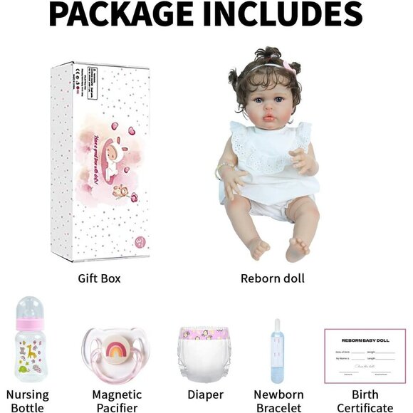 20 Inch Reborn Baby Doll Girl Realistic Newborn Soft Vinyl Body with Accessories - Picture 5 of 9